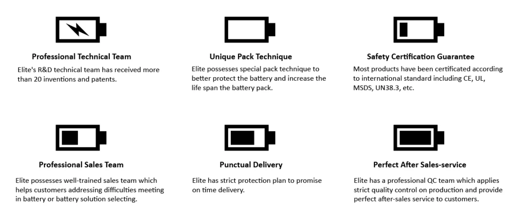 Elite High Safety Lithium Ion Batteries Pack OEM 12V 24V 36V 48V 72V 100ah 200ah 1000ah LiFePO4 Battery for Solar/Ess/RV/Marine