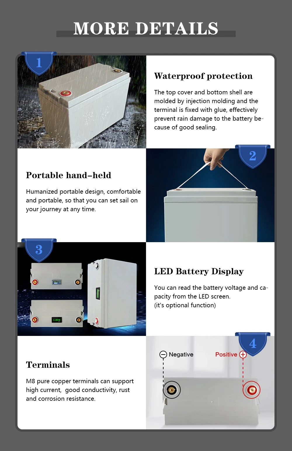 32700 Cells Rechargeable 12V 190ah Li-ion Battery Pack/Lithium Battery with BMS for Starting-up/Back-up Battery